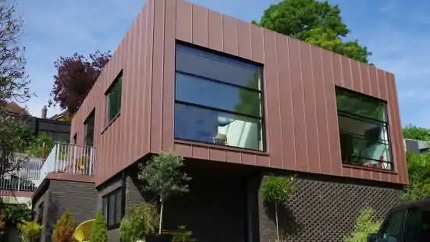 Bardage zinc PIGMENTO sur immeuble en Angleterre